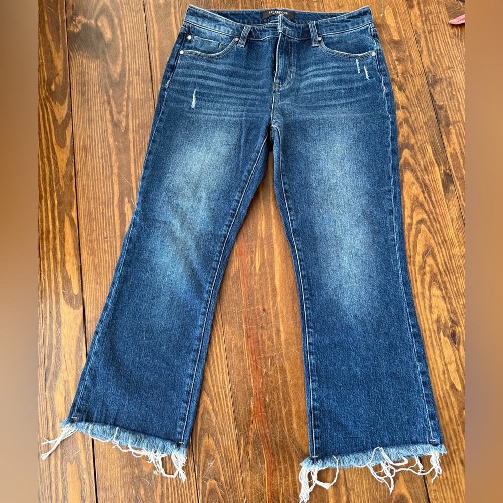 Liverpool Women's Blue Denim Jeans, Super Soft, Raw Hem